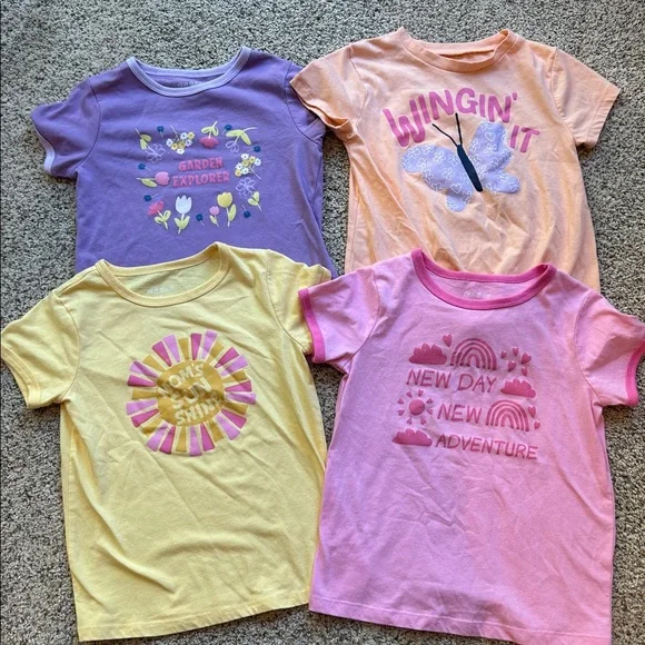 4 - Okie Dokie Girls short sleeve shirts size 6 - Pink, purple, yellow, orange - Picture 1 of 9